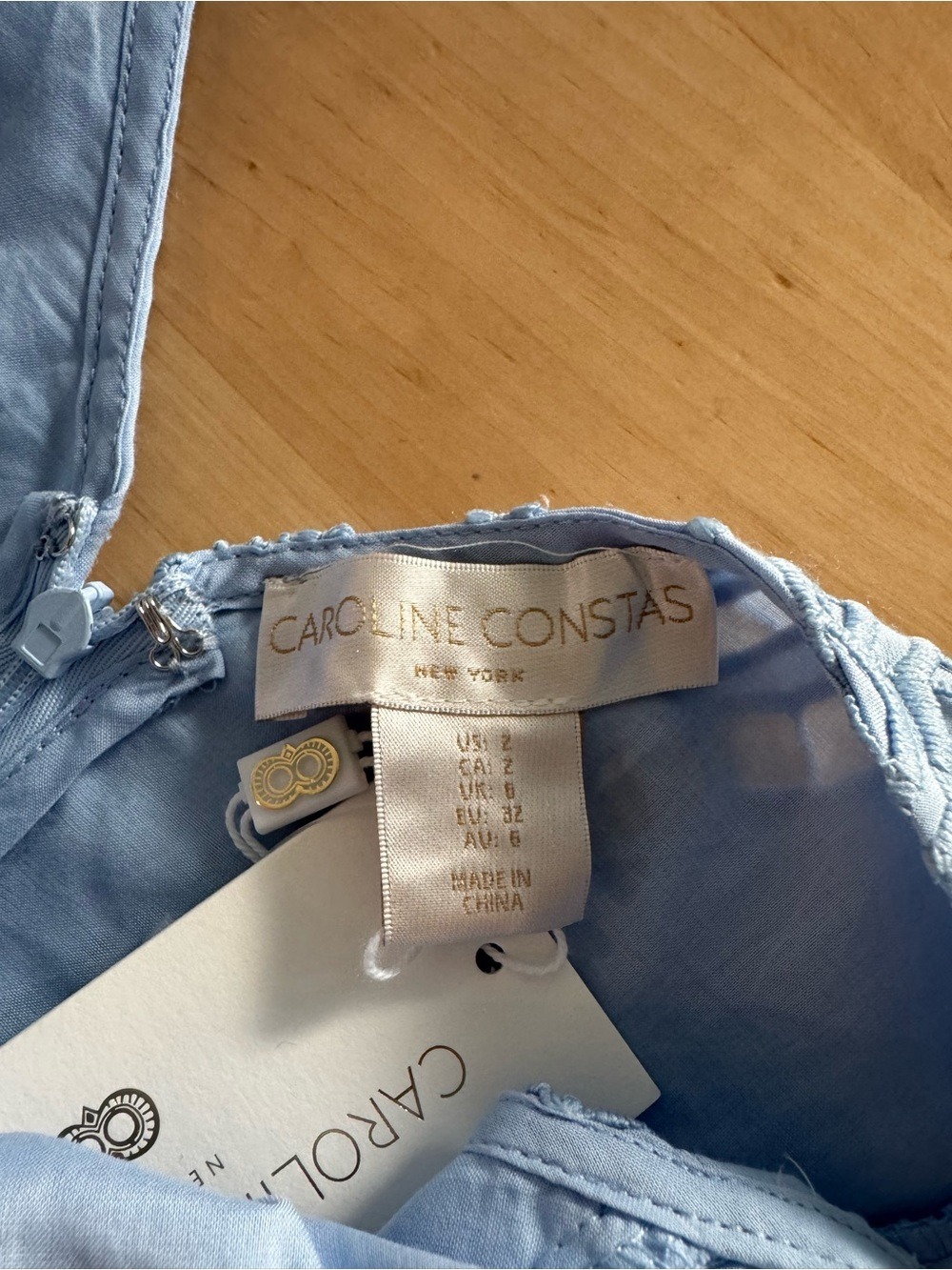 Caroline Constas Light Blue Dress Top with Embroidered Trim - Picture 3 of 4